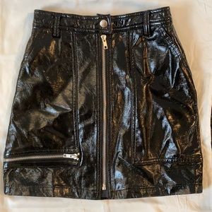Black Faux Leather Mini Skirt